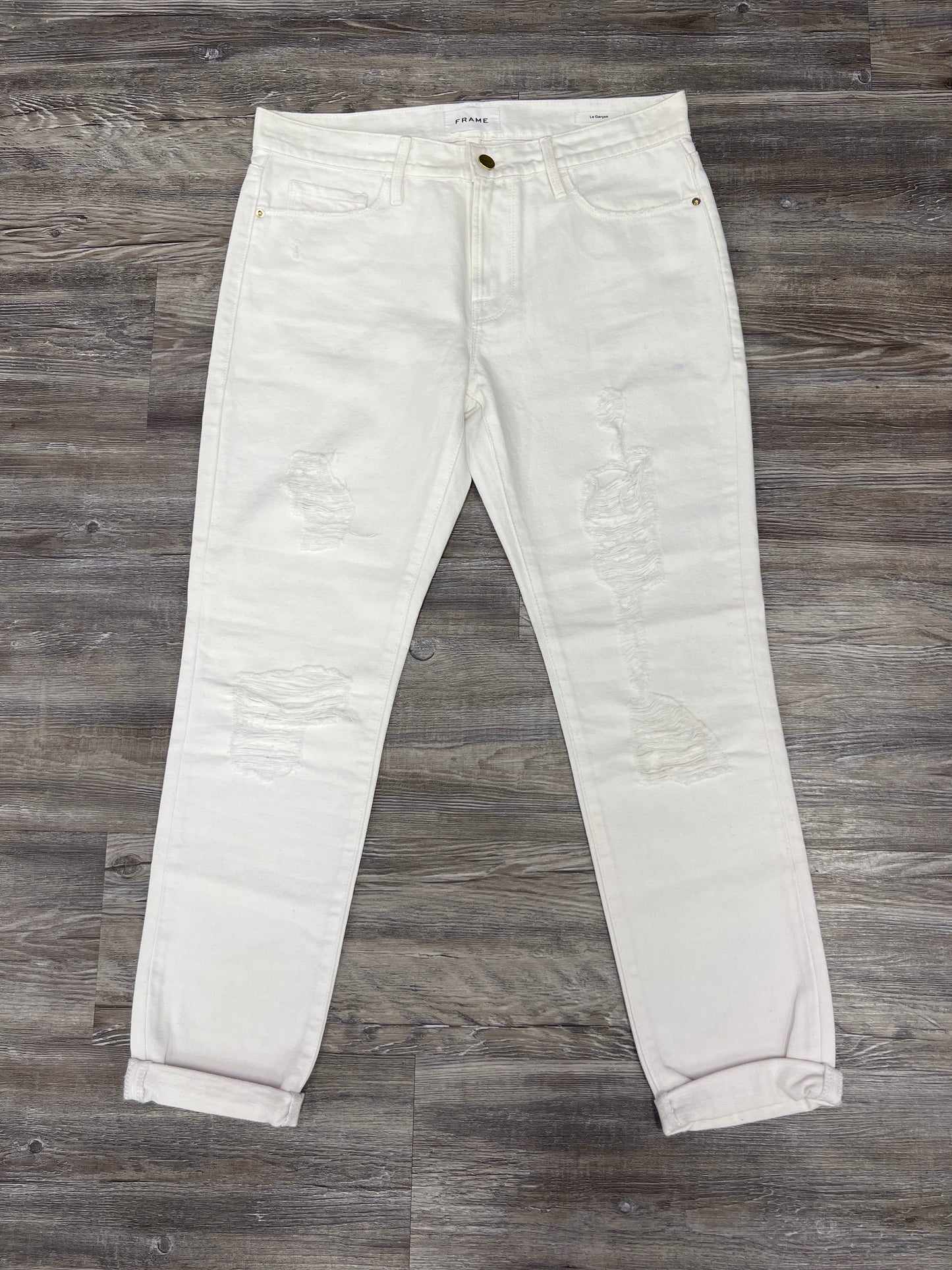 Jeans Designer By Frame In White Denim, Size: 2