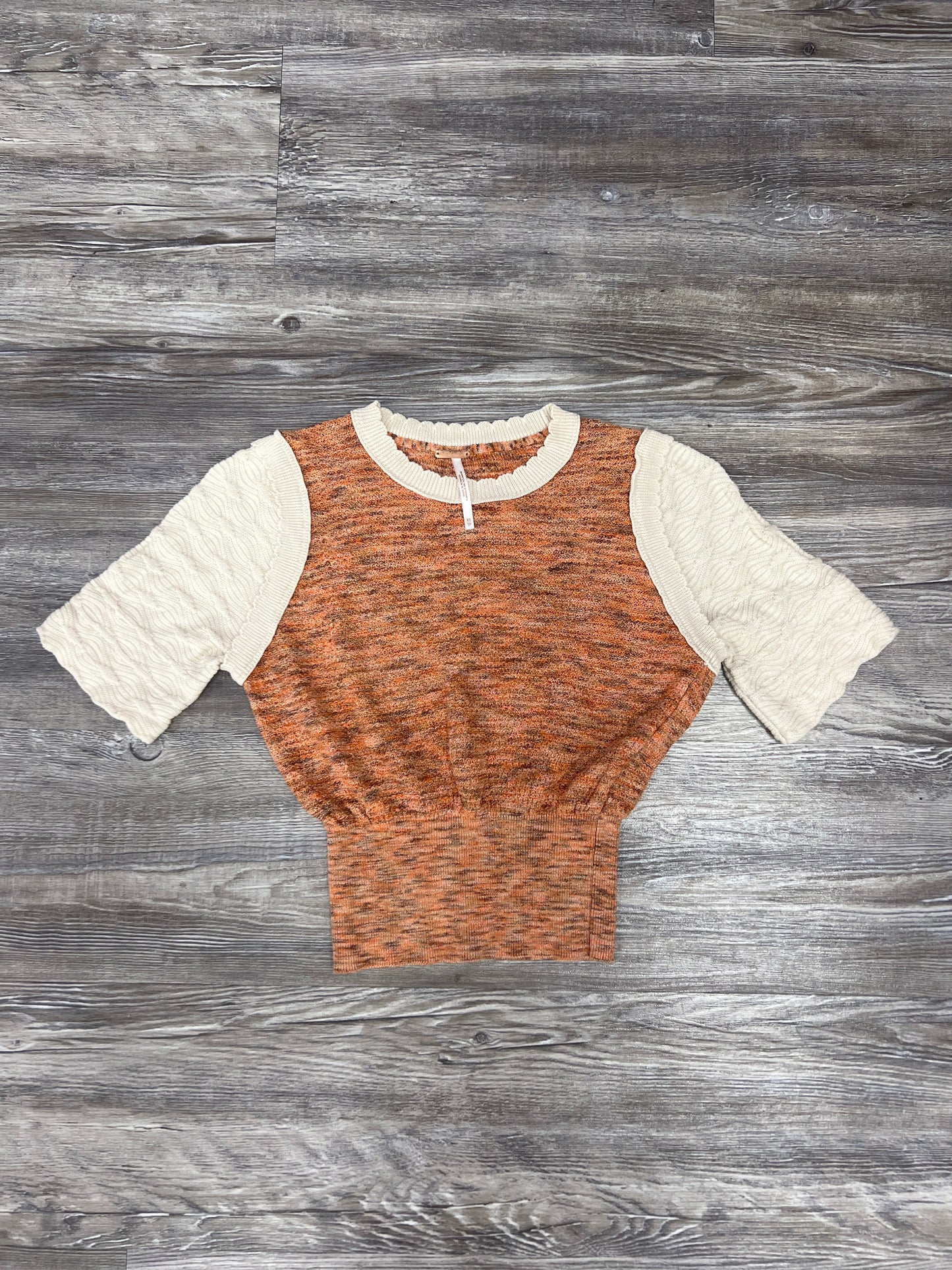 Top Short Sleeve By Anthropologie In Orange & White, Size: Xs