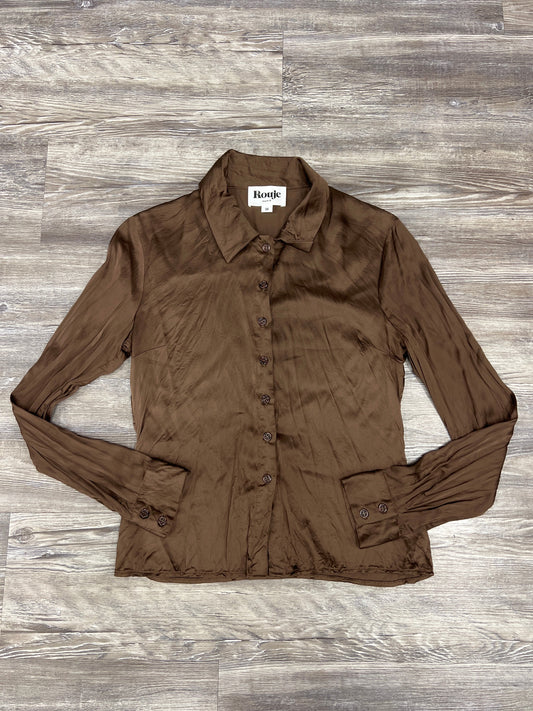 Top Long Sleeve By Rouje In Brown, Size: S