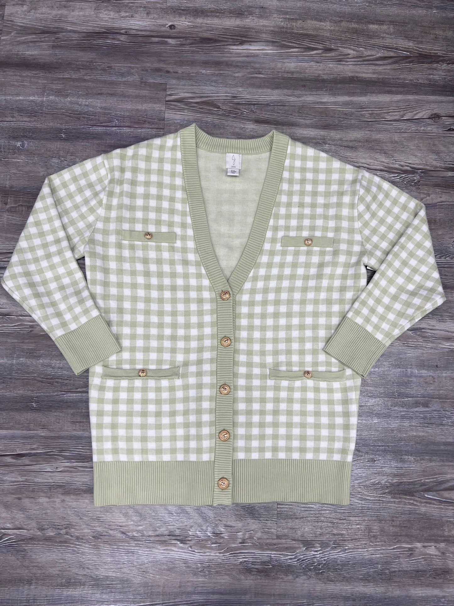 Cardigan By Joie In Green & White, Size: M