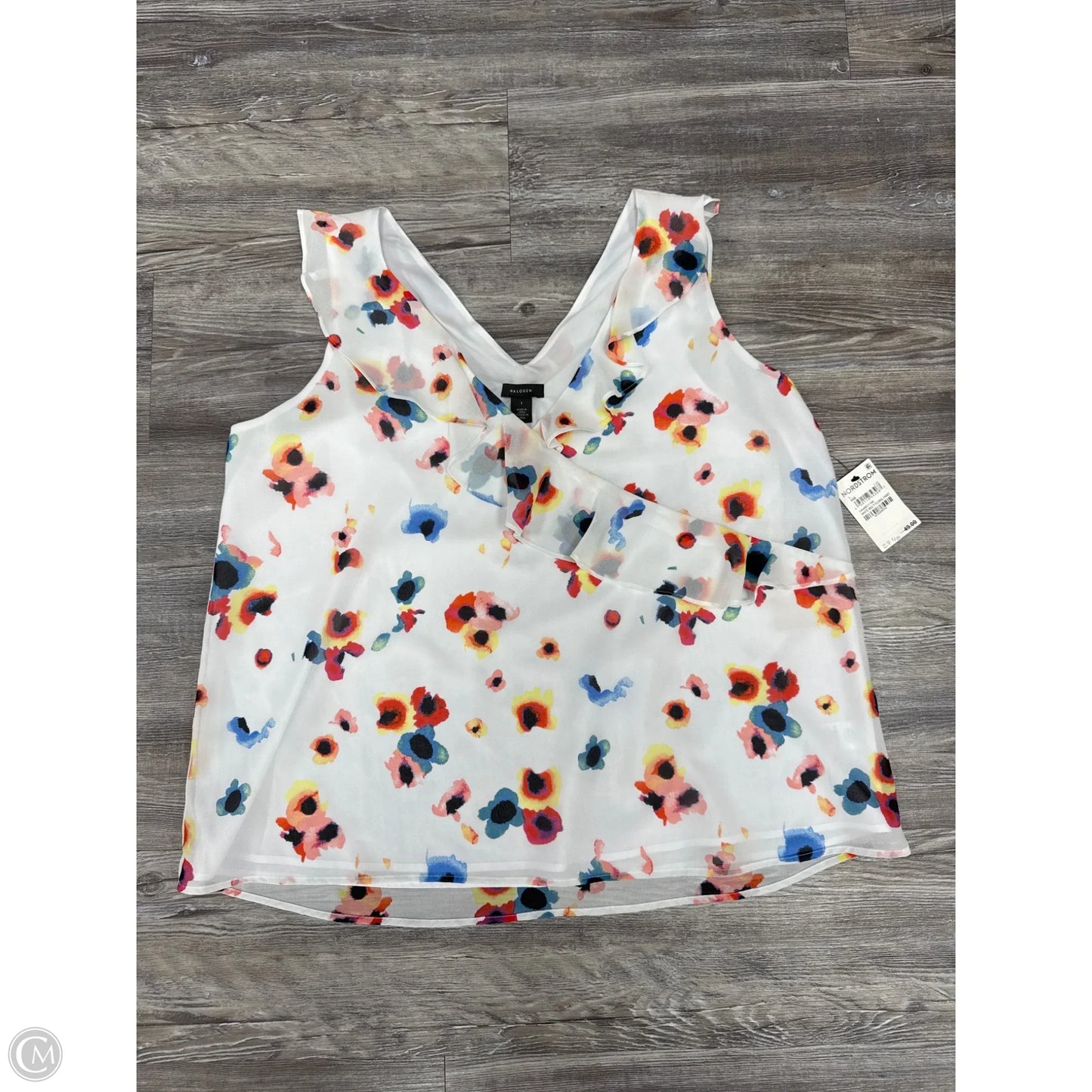 Top Sleeveless By Halogen In White, Size: L