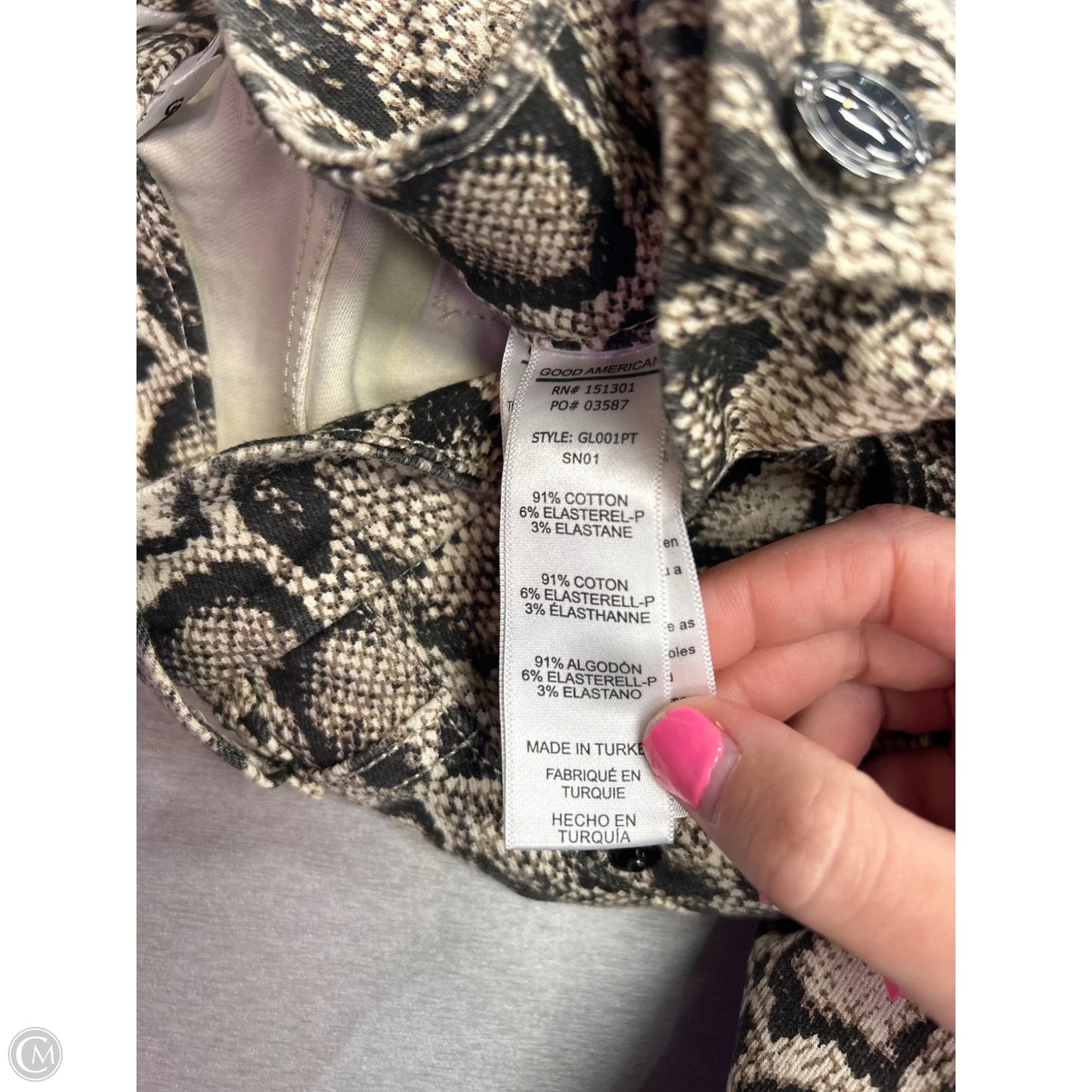 Jeans Designer By Good American In Snakeskin Print, Size: 0