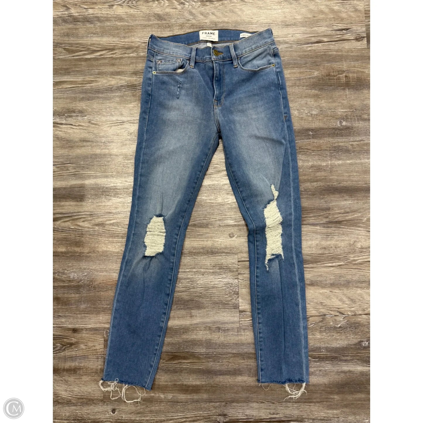 Jeans Cropped By Frame In Blue Denim, Size: 4