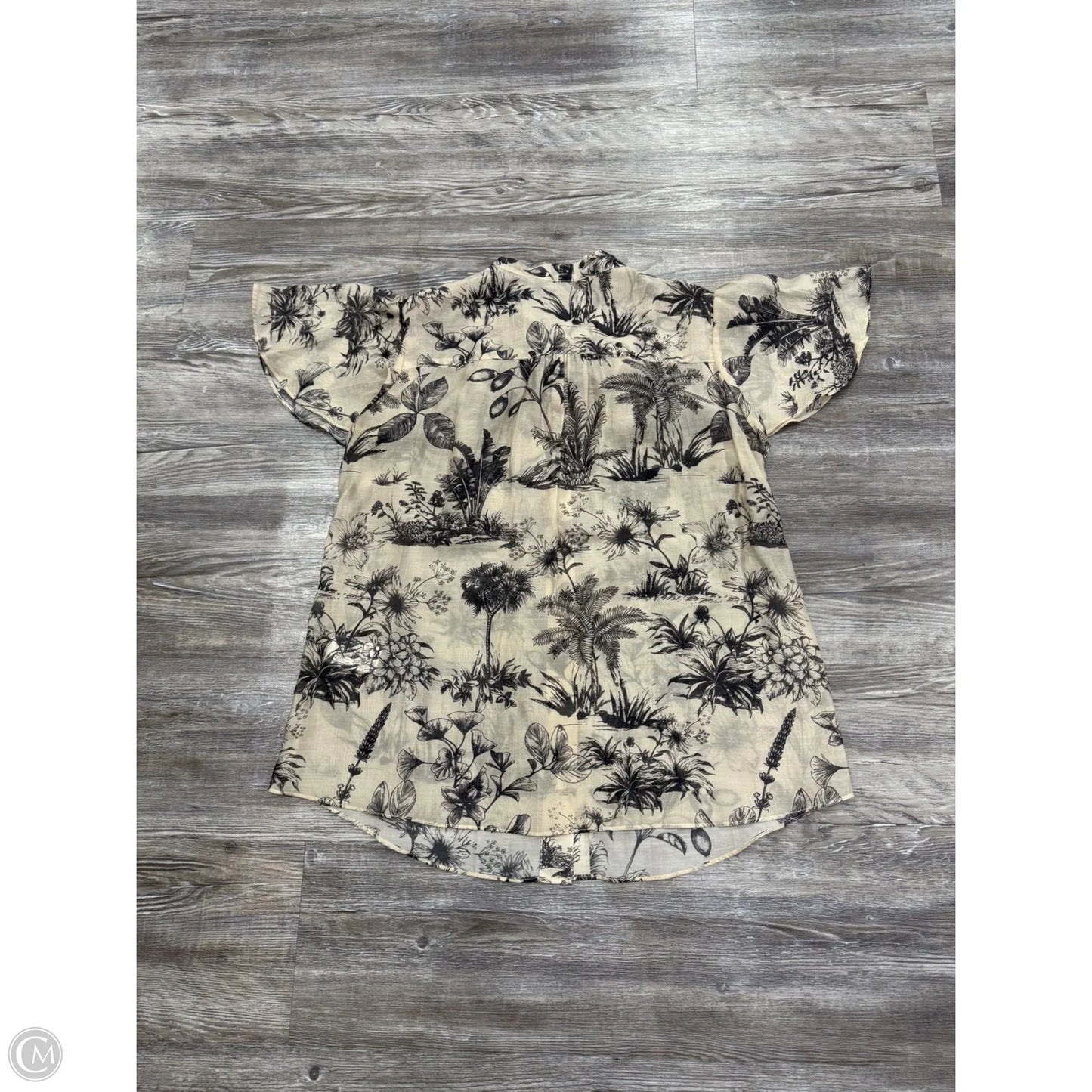 Top Short Sleeve Designer By Jessie Liu In Tan, Size: S