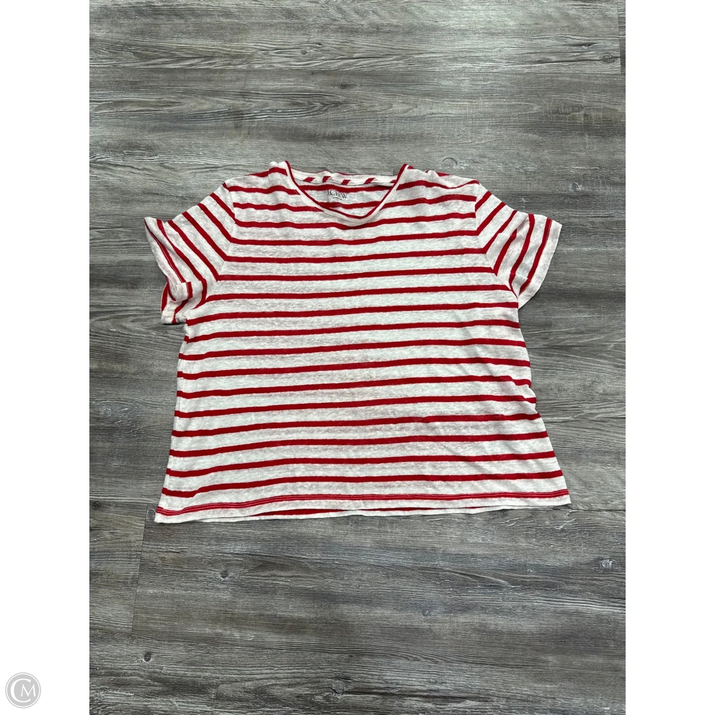 Top Short Sleeve By J. Crew In Red & White, Size: L