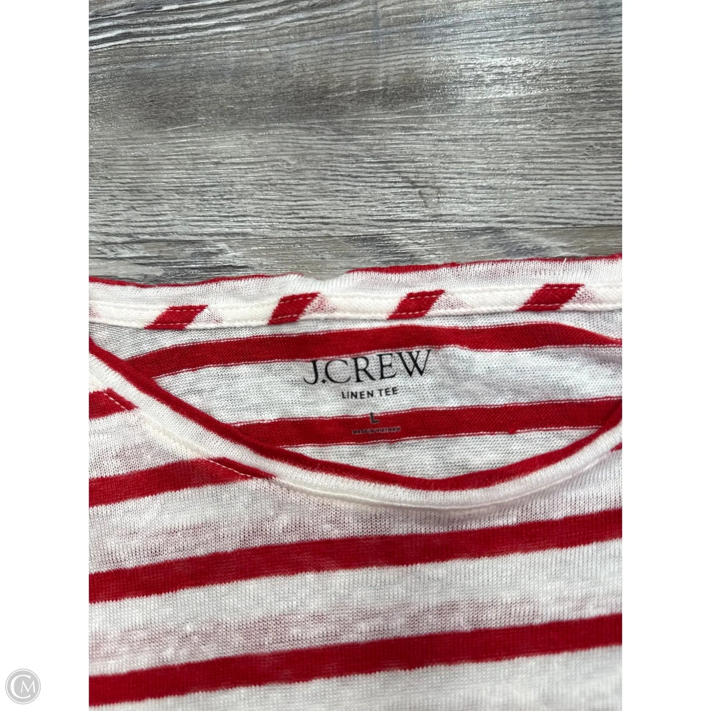 Top Short Sleeve By J. Crew In Red & White, Size: L