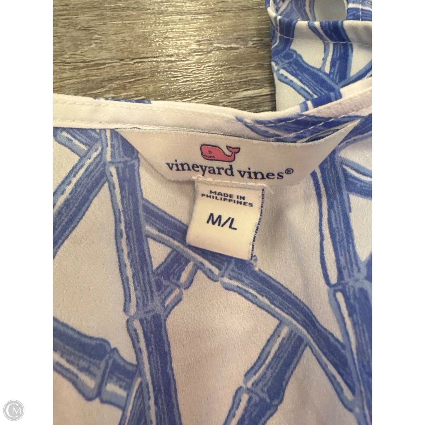 Tunic Short Sleeve By Vineyard Vines In Blue & White, Size: M