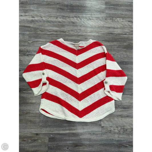 Sweater By Chicos In Red & White, Size: Xl