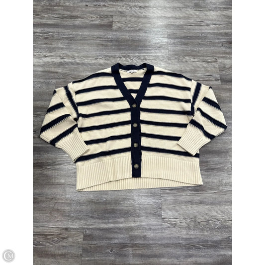 Sweater Cardigan By Madewell In Blue & White, Size: L