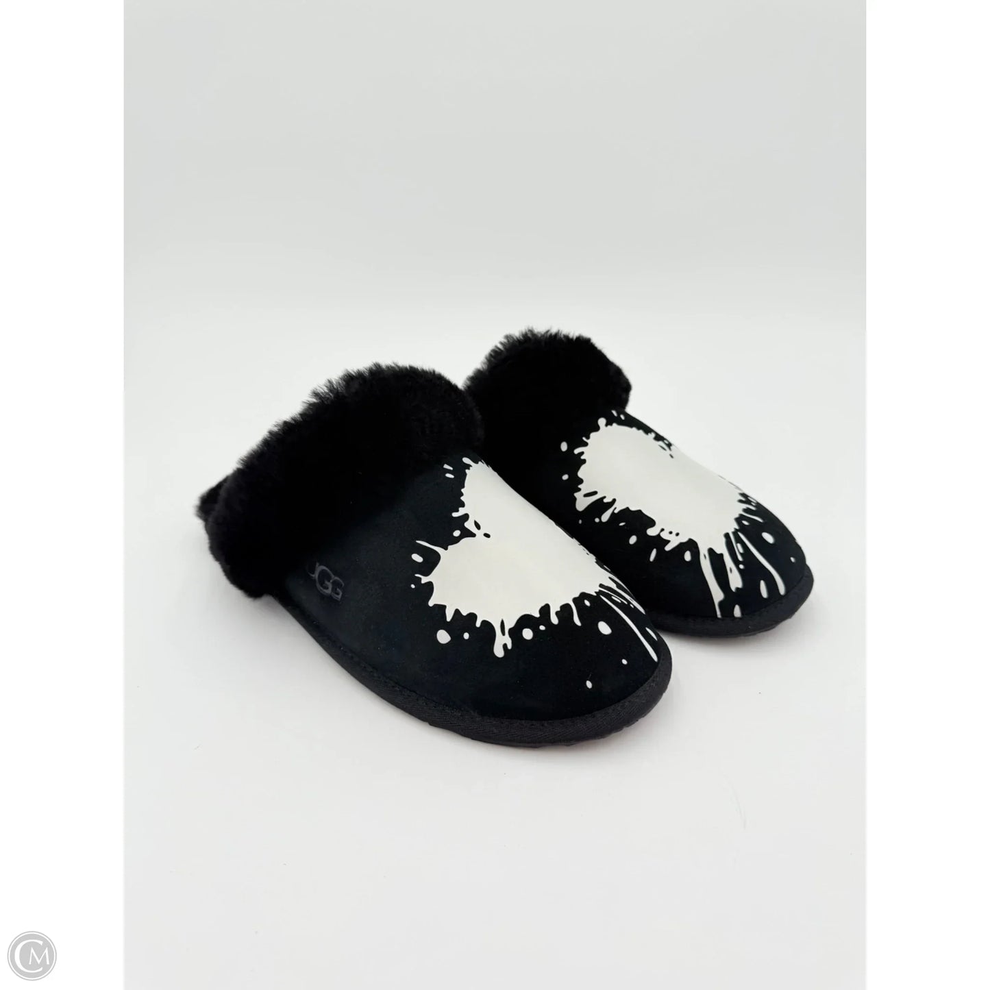 Slippers Designer By Ugg In Black & White, Size: 10