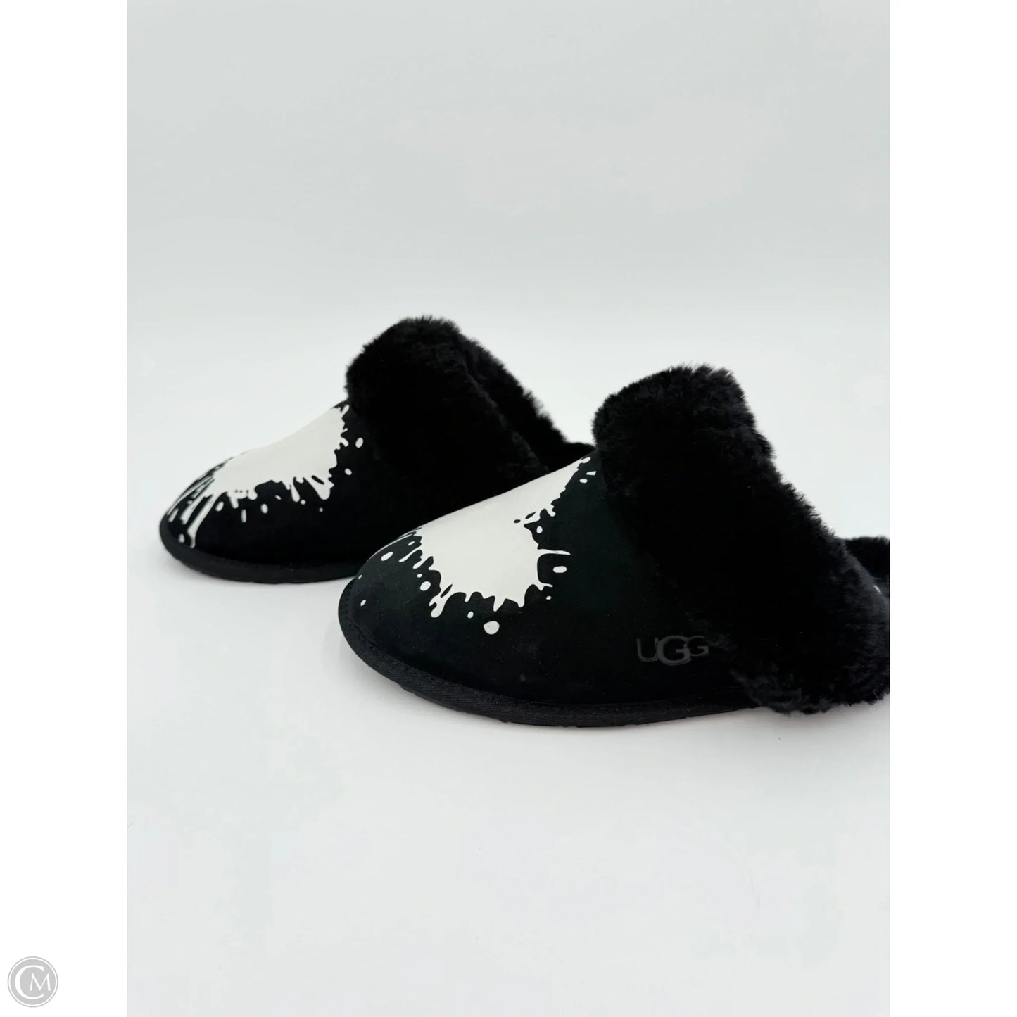 Slippers Designer By Ugg In Black & White, Size: 10