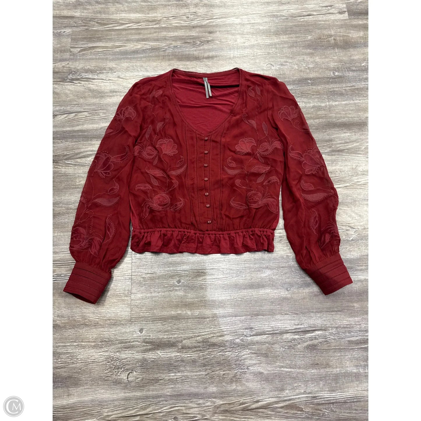 Top Long Sleeve By Anthropologie In Red, Size: M