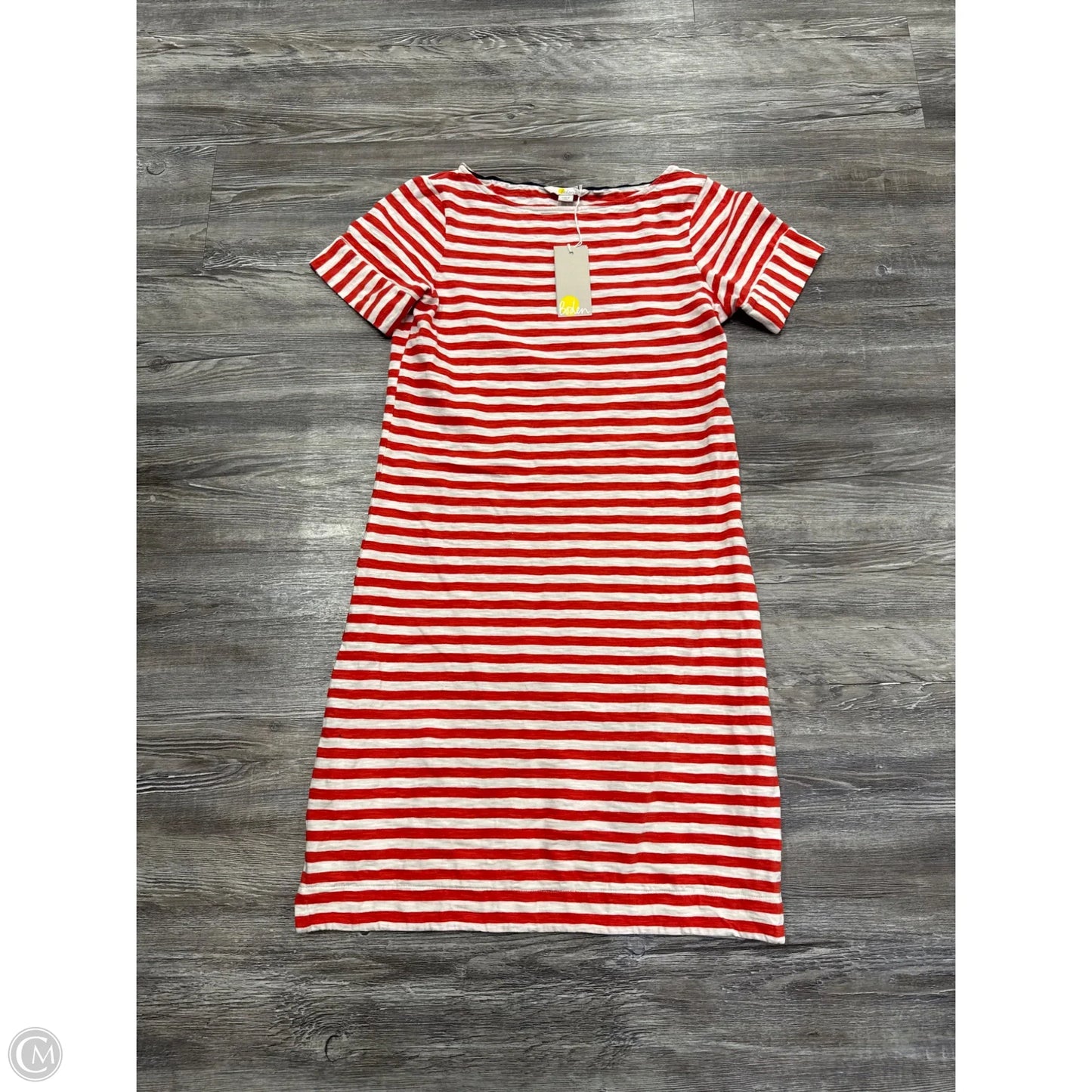 Dress Casual Midi By Boden In Orange & White, Size: 2