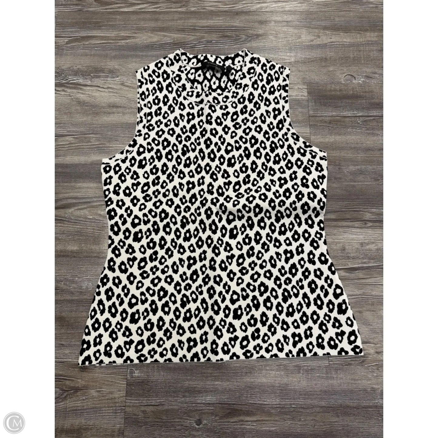 Top Sleeveless By Theory In Black & White, Size: L