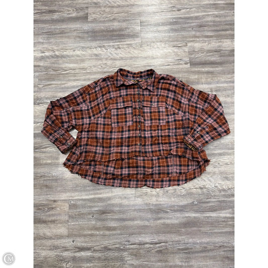 Top Long Sleeve By Pilcro In Brown, Size: 1x