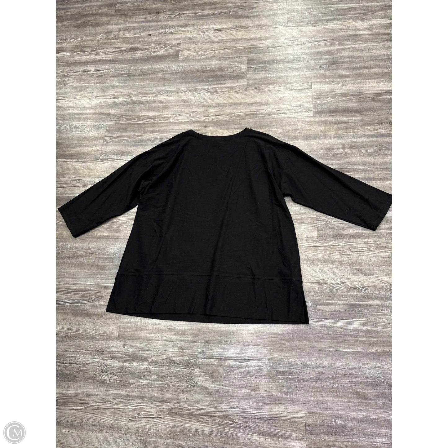 Top 3/4 Sleeve By Eileen Fisher In Black, Size: 1x