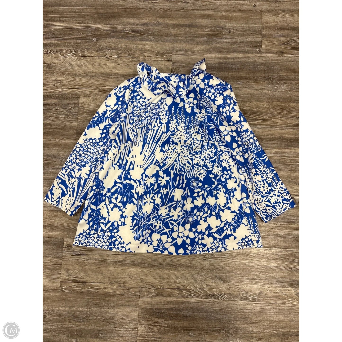 Top Long Sleeve By Tuckernuck In Blue & White, Size: L