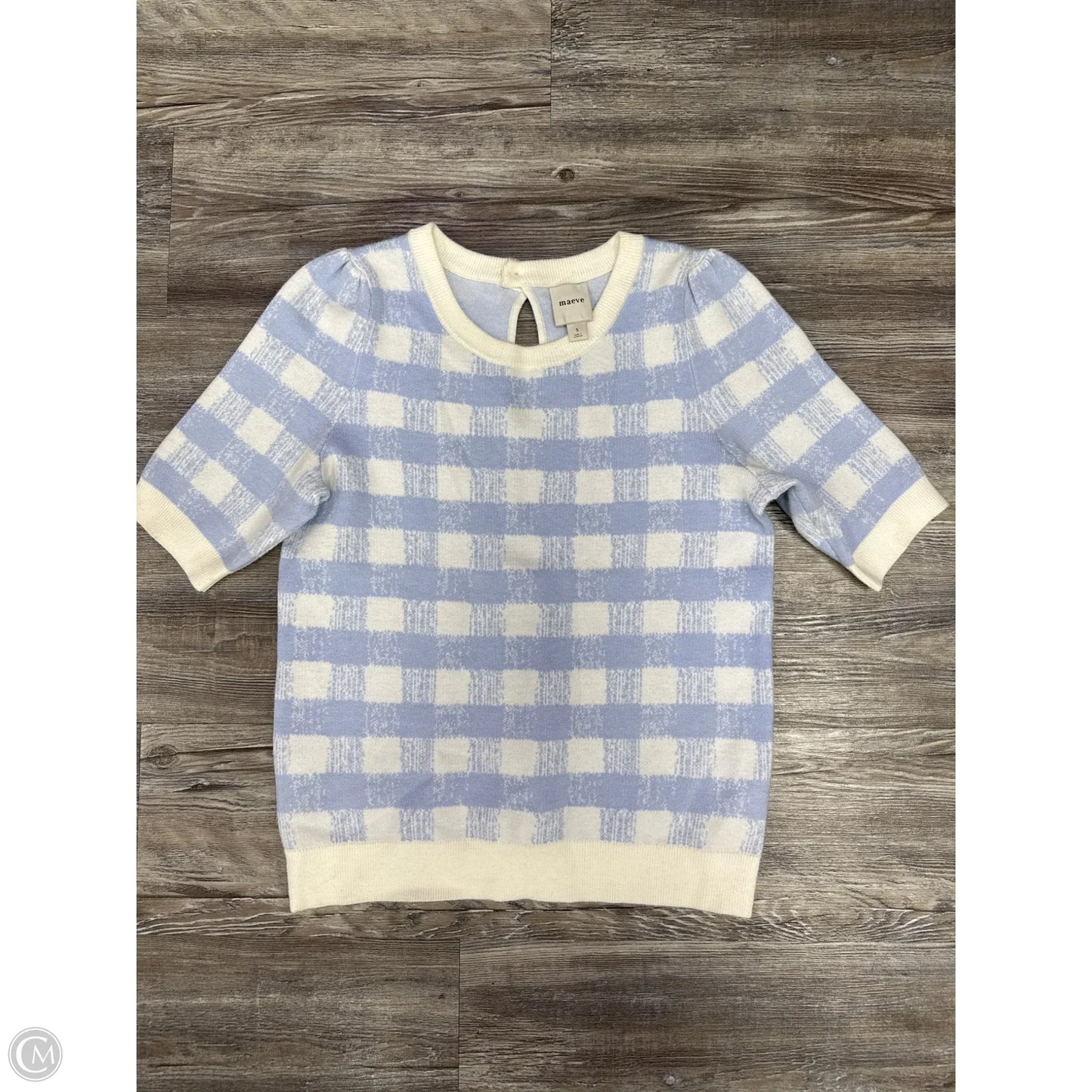 Top Short Sleeve By Maeve In Blue & White, Size: S