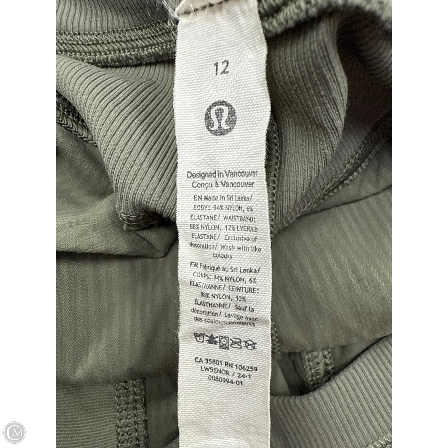 Athletic Pants By Lululemon In Green, Size: 12