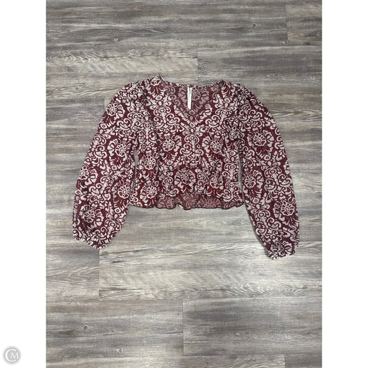Top Long Sleeve By Anthropologie In Red & White, Size: M
