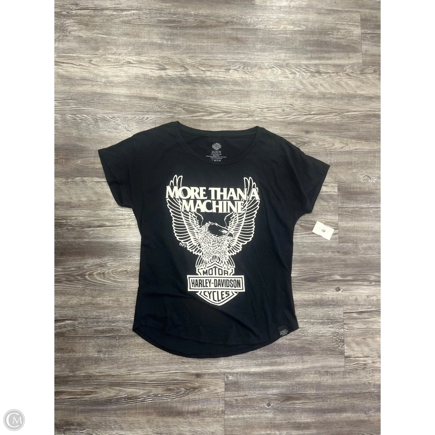Top Short Sleeve By Harley Davidson In Black & White, Size: M