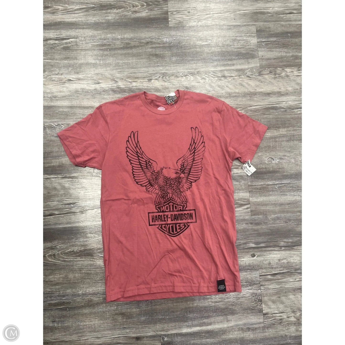 Top Short Sleeve By Harley Davidson In Pink & White, Size: M