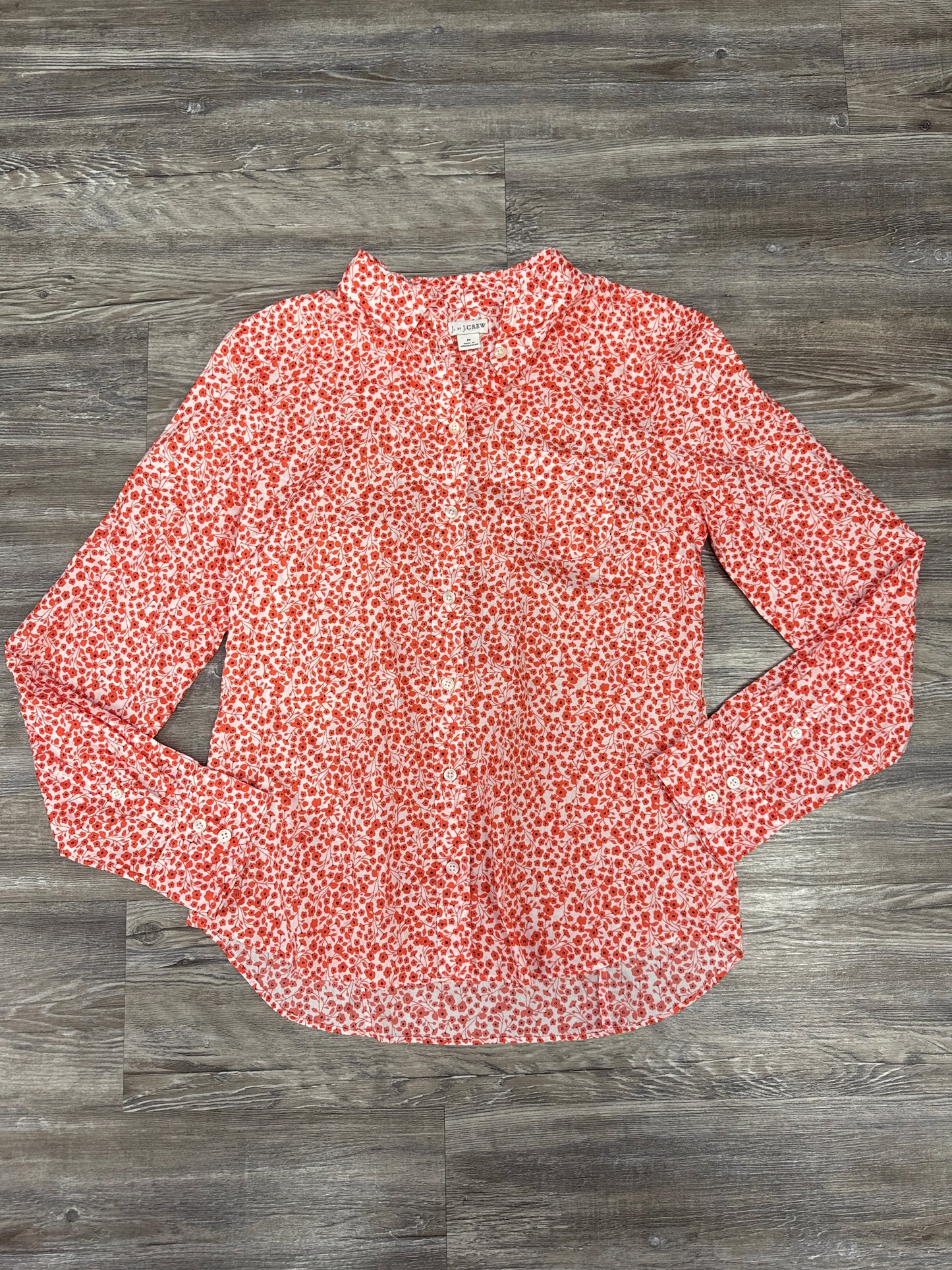 Top Long Sleeve By J. Crew In Red & White, Size: M