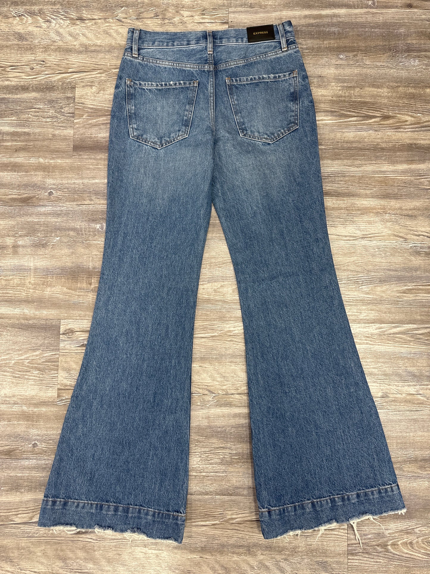 Jeans Flared By Express In Blue Denim, Size: 0