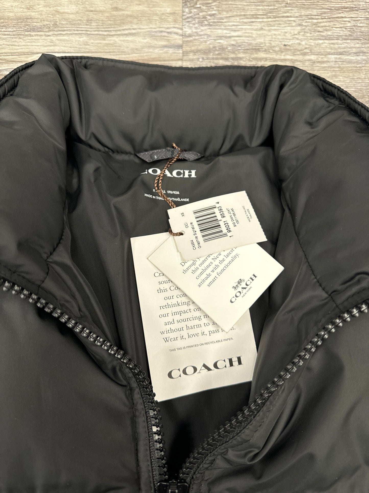 Jacket Designer By Coach In Black, Size: Xs