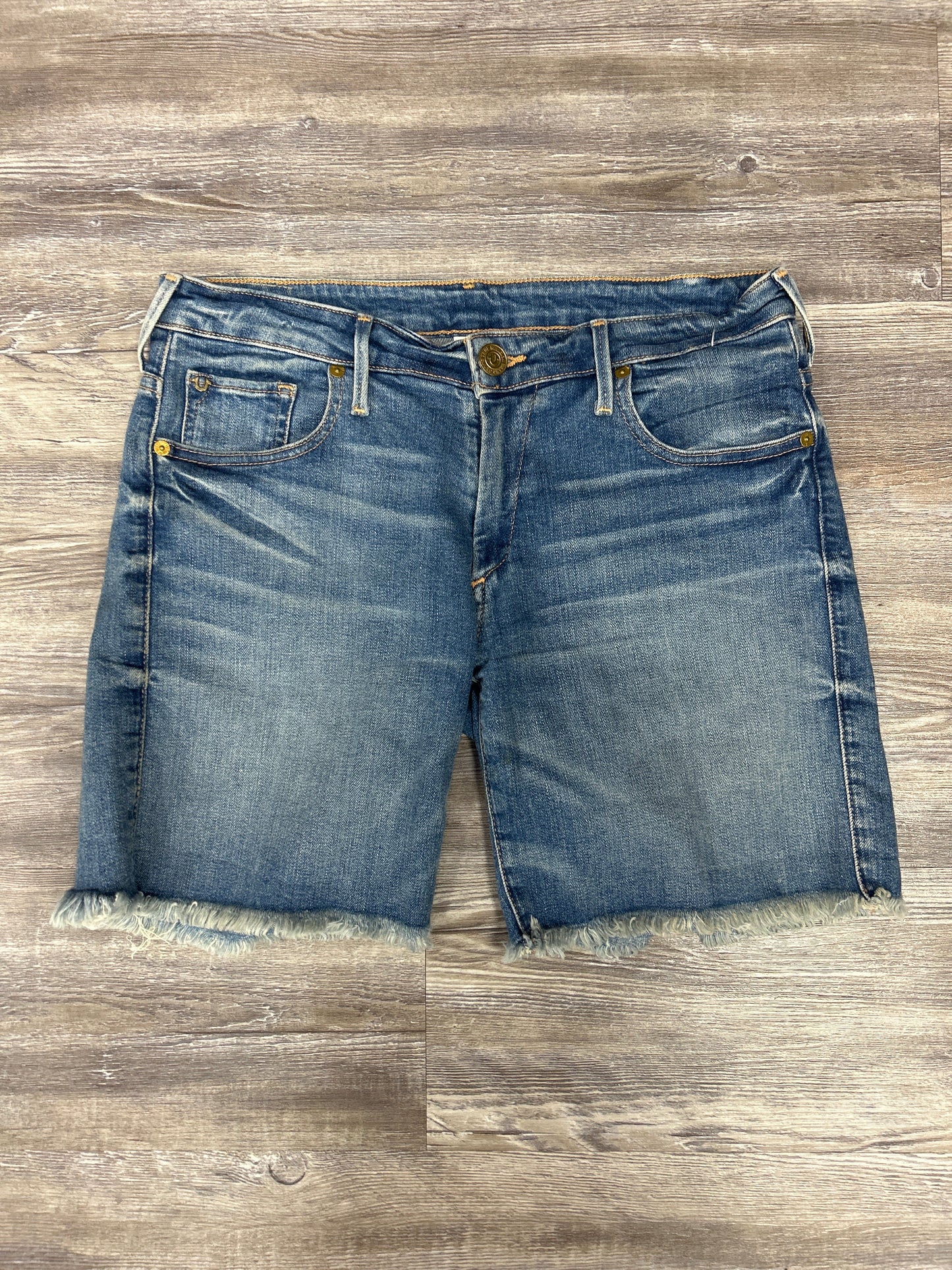 Shorts Designer By True Religion In Blue Denim, Size: 4