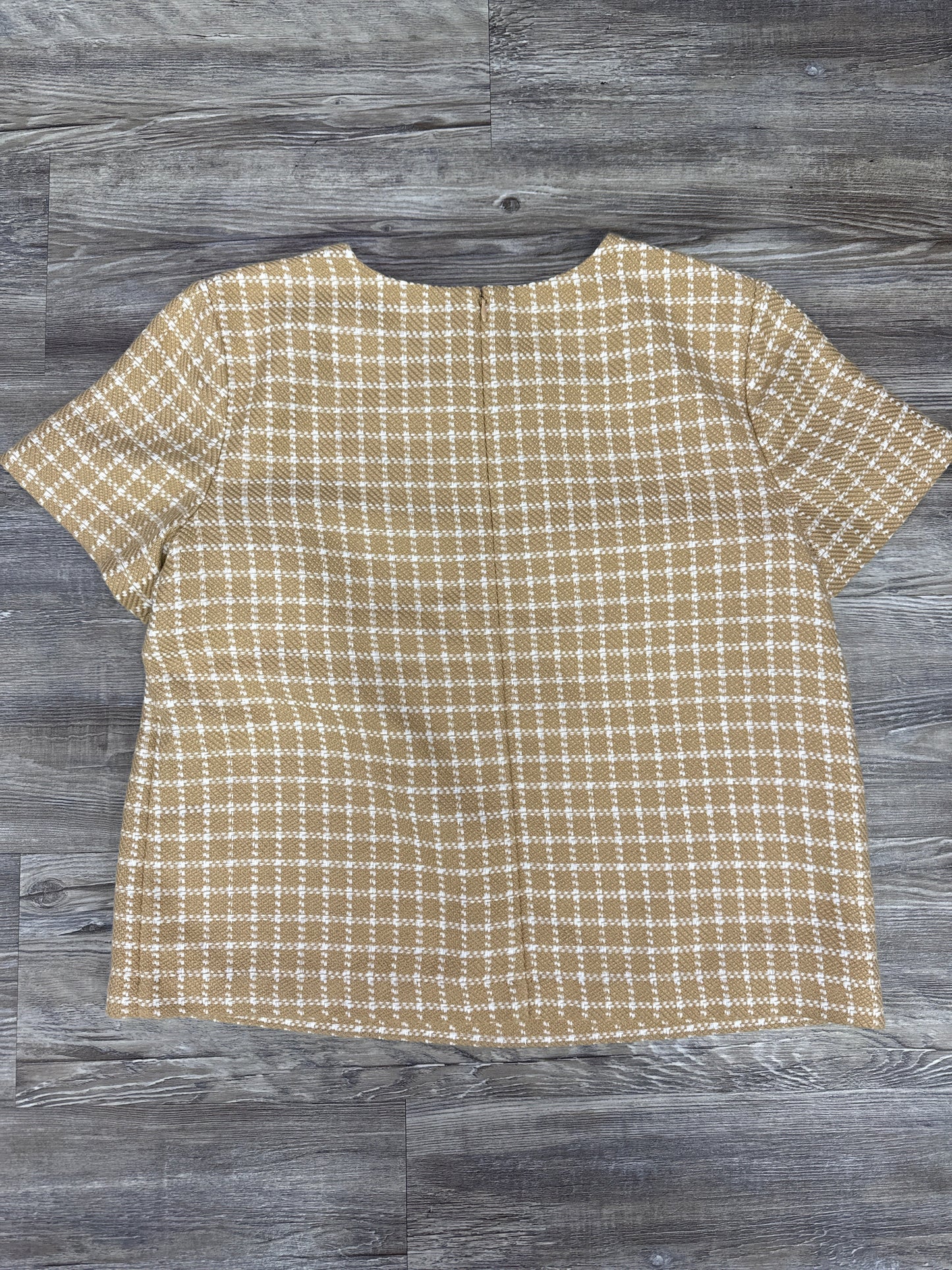 Top Short Sleeve By Ann Taylor In Brown & White, Size: M