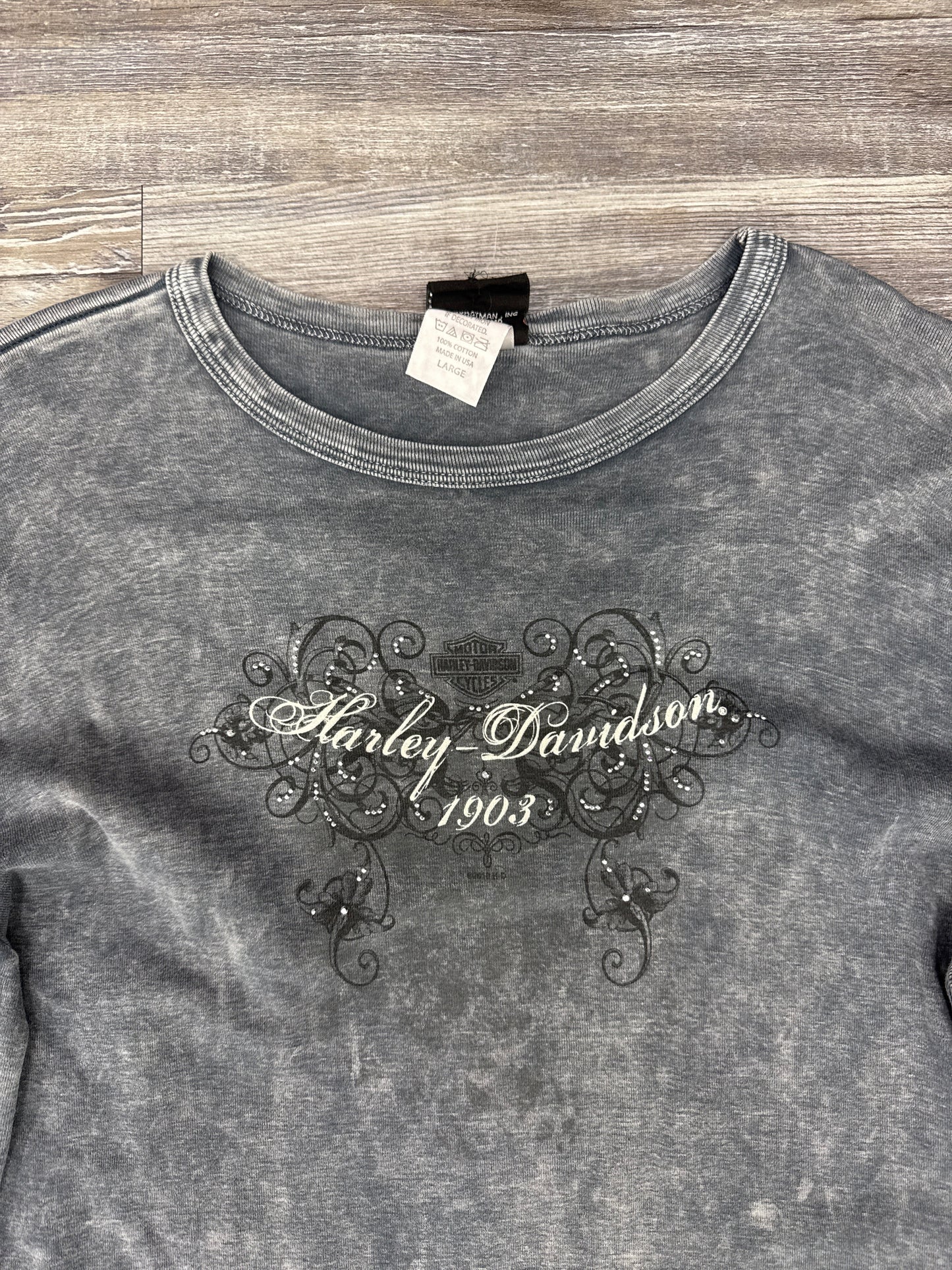 Top Long Sleeve By Harley Davidson In Grey, Size: L