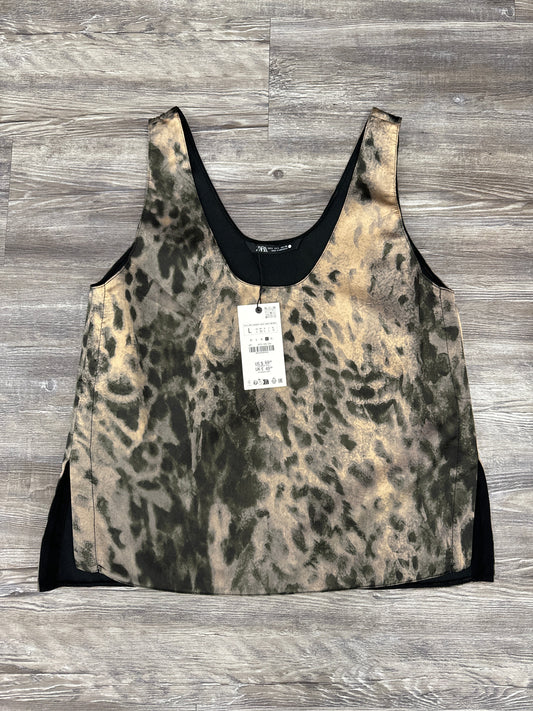 Top Sleeveless By Zara In Animal Print, Size: L