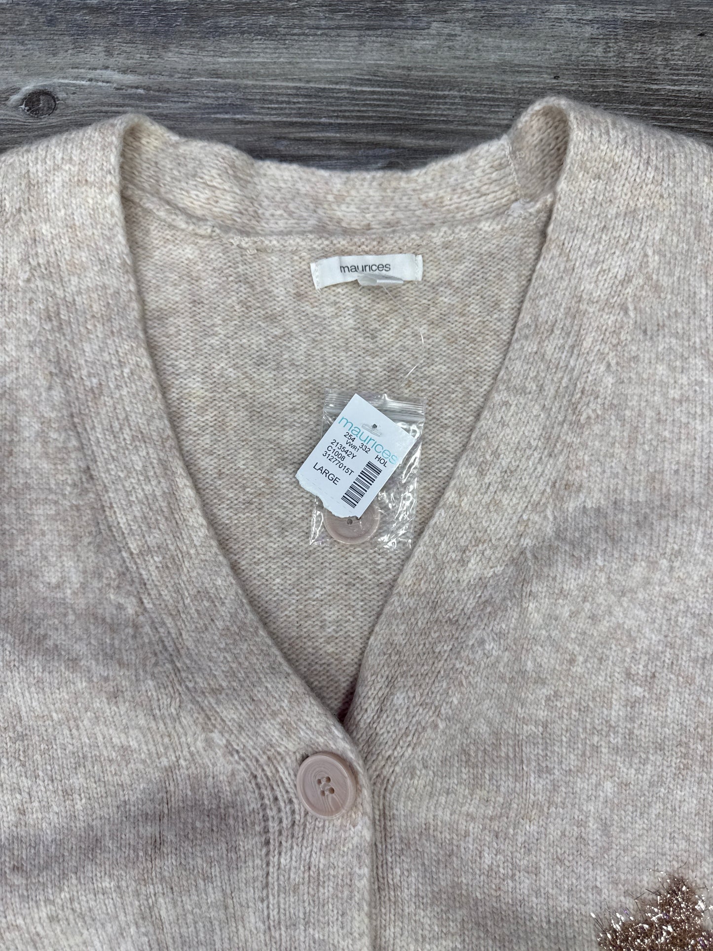 Sweater Cardigan By Maurices In Beige, Size: L