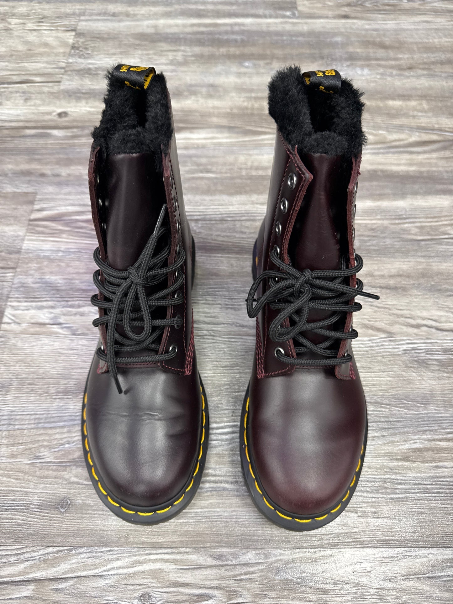 Boots Combat By Dr Martens In Maroon, Size: 8