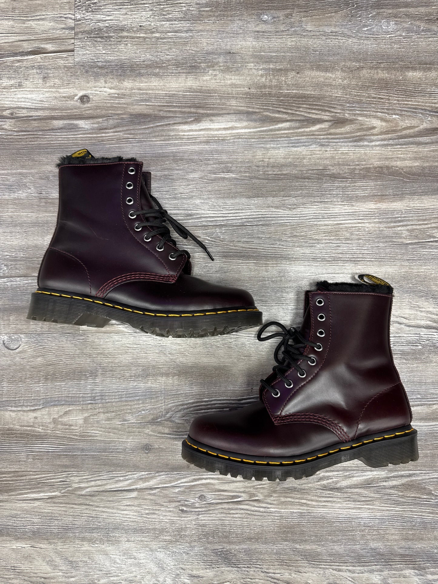 Boots Combat By Dr Martens In Maroon, Size: 8