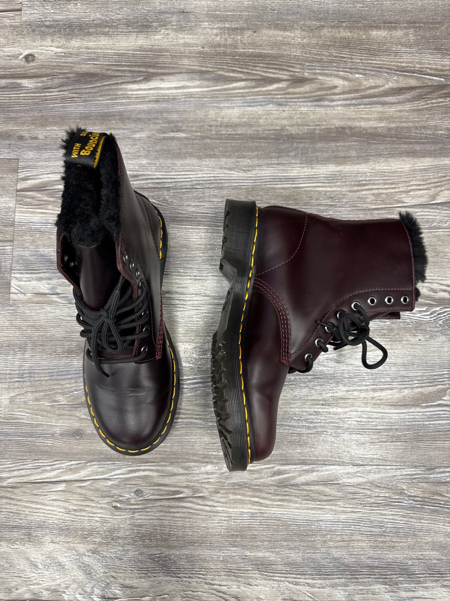 Boots Combat By Dr Martens In Maroon, Size: 8