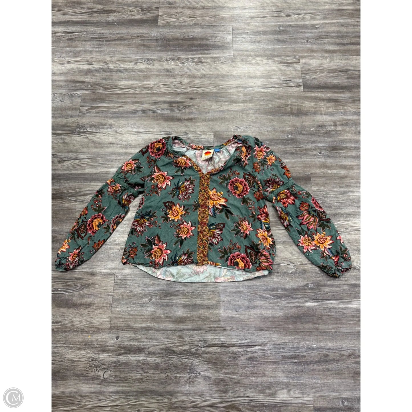 Top Long Sleeve By Farm Rio In Floral Print, Size: S