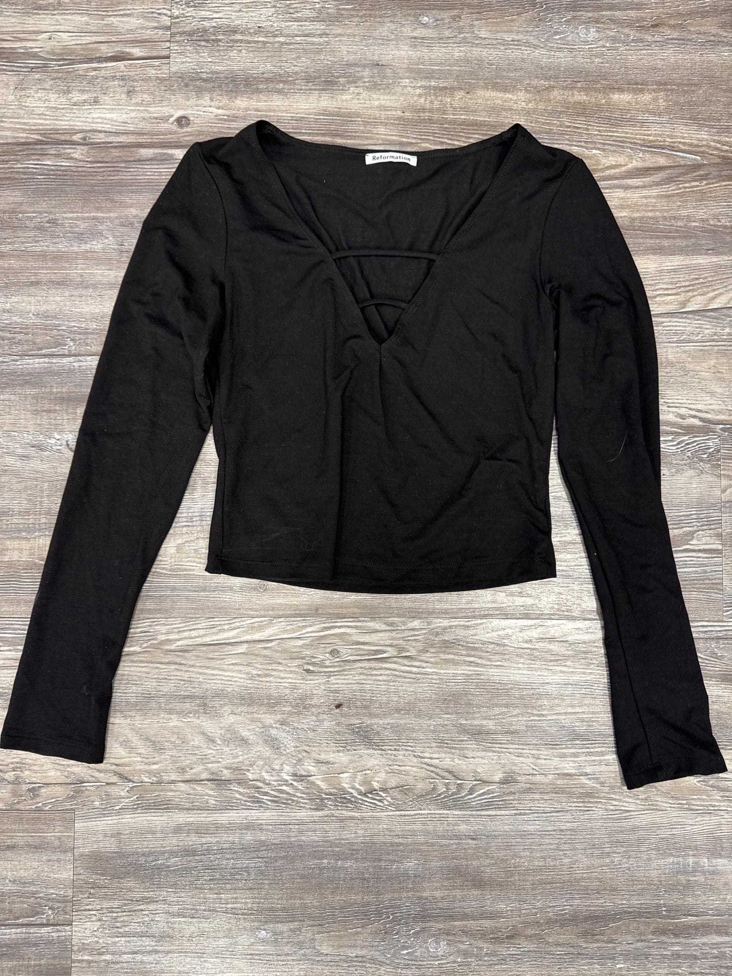 Top Long Sleeve By Reformation In Black, Size: S