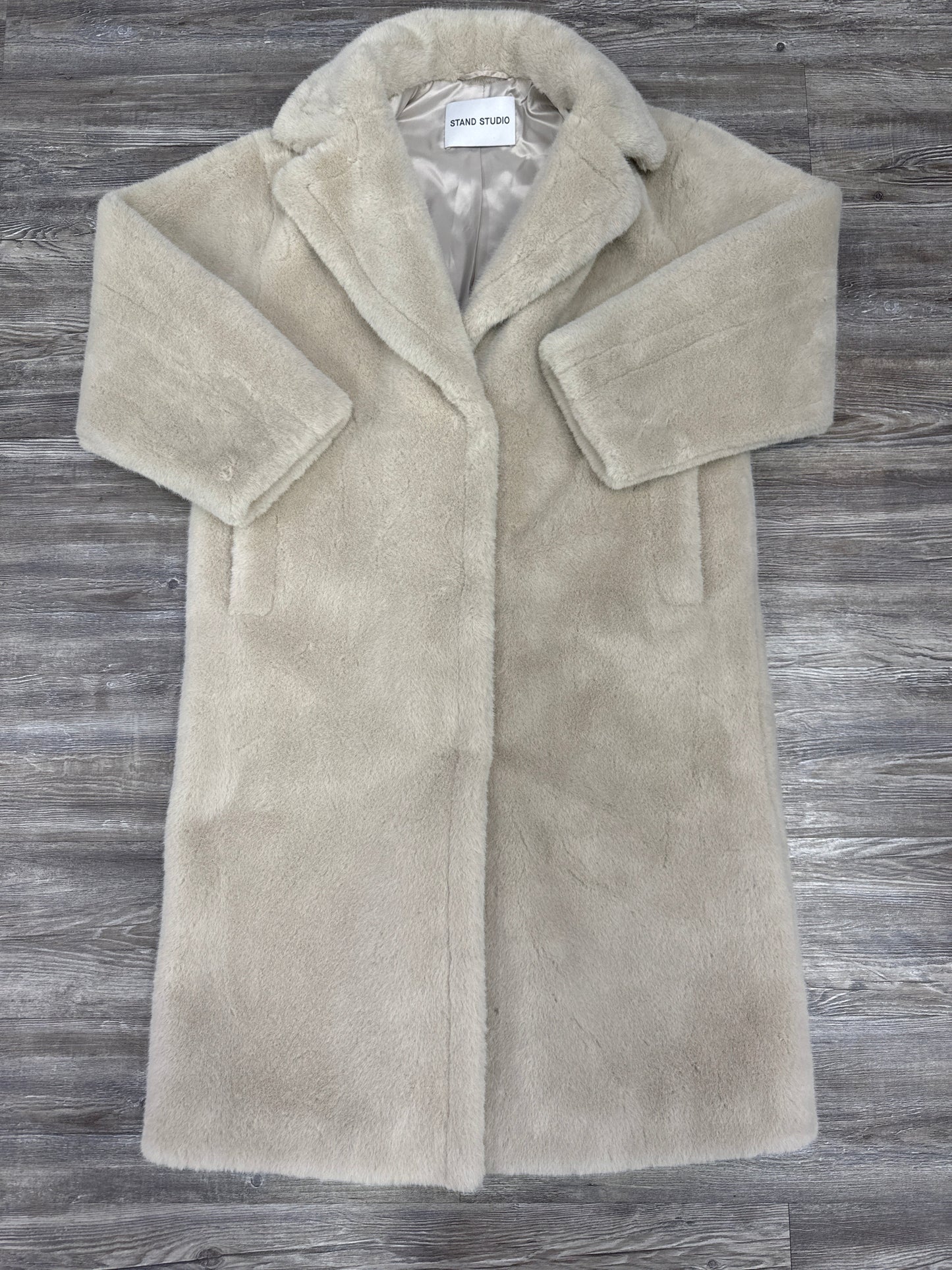 Coat Designer By Stand Studio In Beige, Size: M