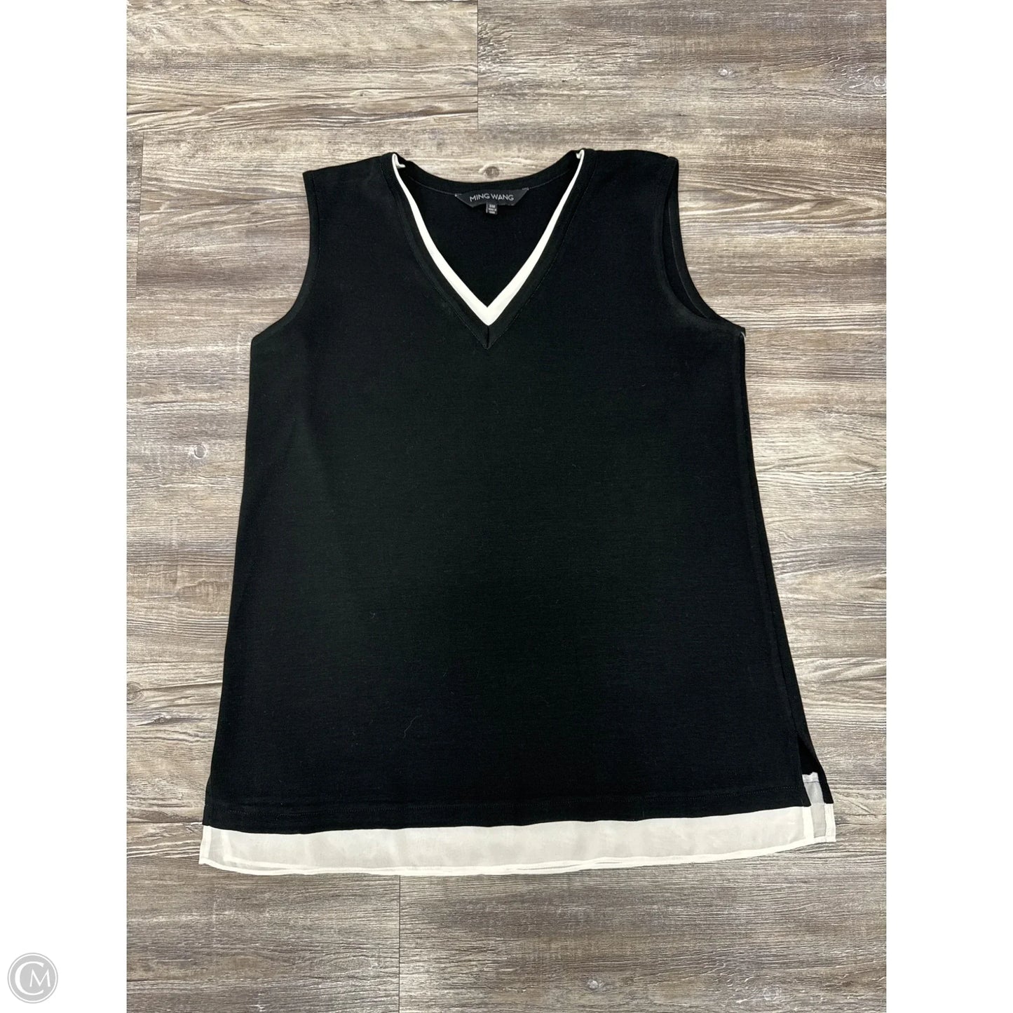 Top Sleeveless By Ming Wang In Black & White, Size: S/M