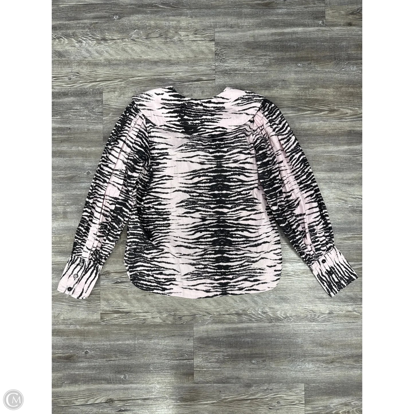 Top Long Sleeve By Ganni In Black & Pink, Size: 2