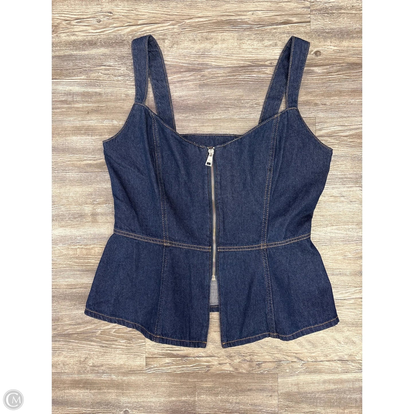 Top Sleeveless By Reformation In Blue Denim, Size: 12