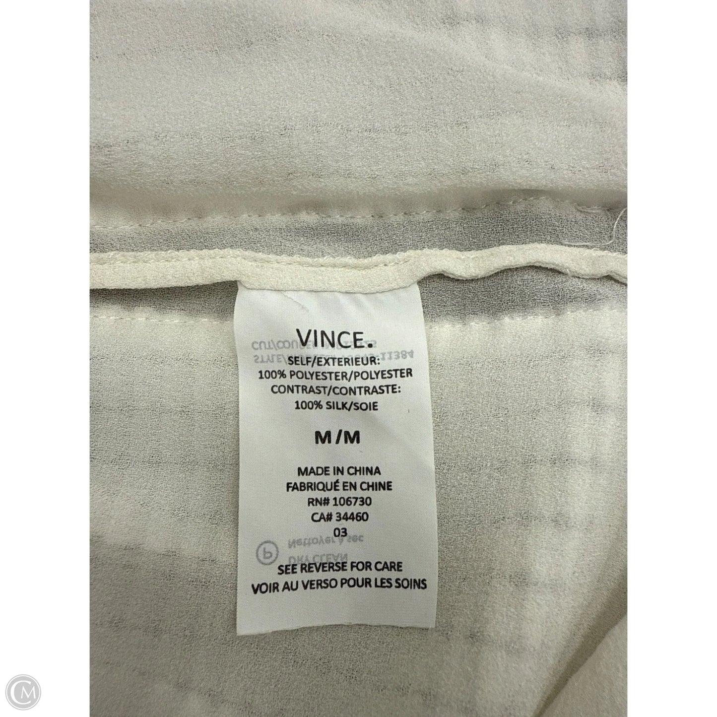 Top Sleeveless By Vince In White, Size: M