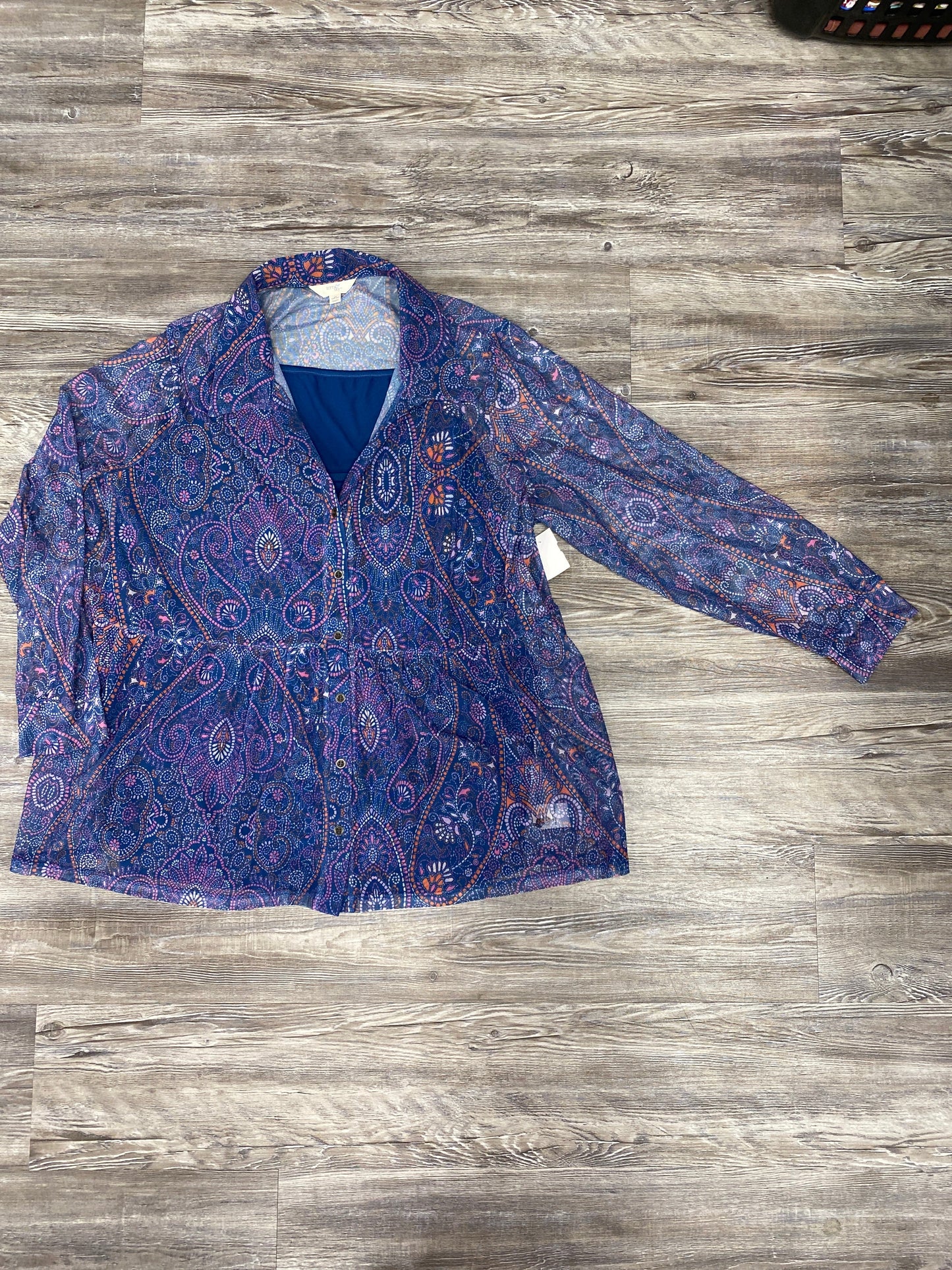 Purple Top Long Sleeve Terra & Sky, Size 3x