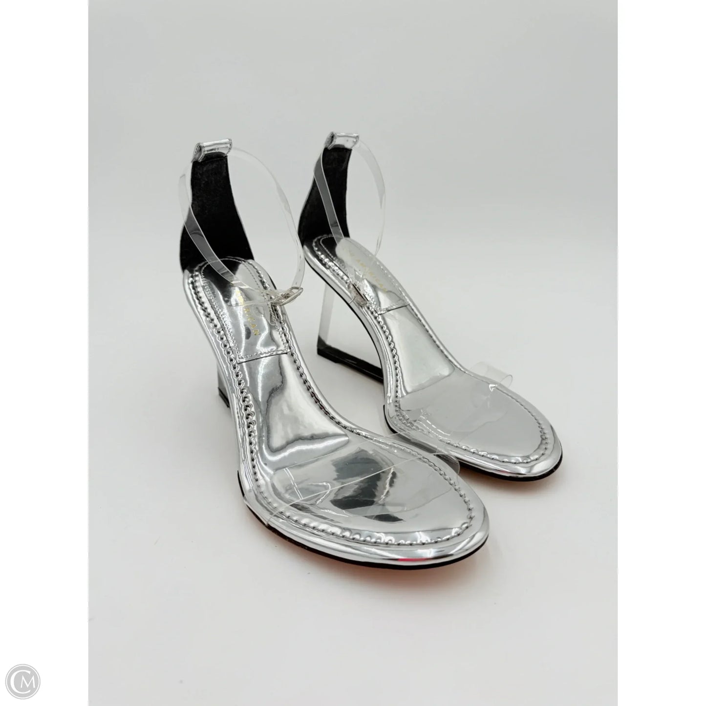 Sandals Heels Block By Good American In Silver, Size: 10