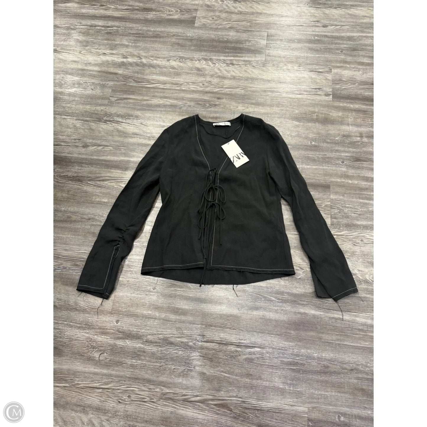 Top Long Sleeve By Zara In Black, Size: M