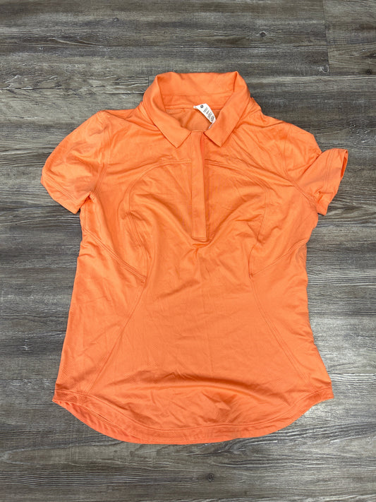 Athletic Top Short Sleeve By Lululemon In Orange, Size: 6