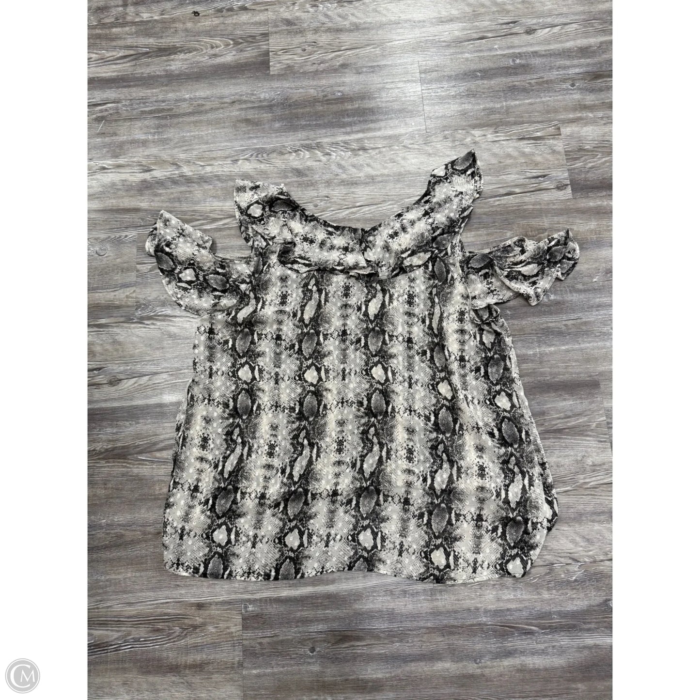 Top Short Sleeve By Oddi In Snakeskin Print, Size: 3x