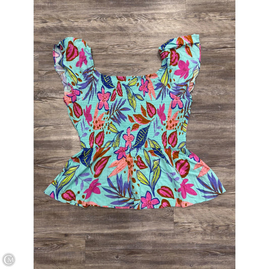 Top Short Sleeve By Emily Wonder In Blue, Size: 2x